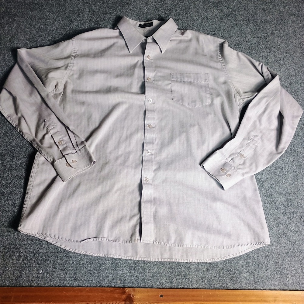 Salvatore Pellegrino Men's Dress Shirt Tall 17 36/37 Gray Herringbone Italy